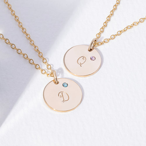 Personalized Initial Necklace with Set Birthstone