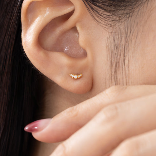 Crescent CZ Internal Labret Earring