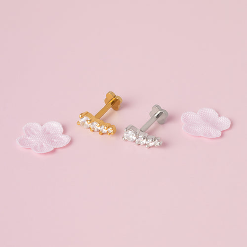 Gradient CZ Threaded Labret Earring