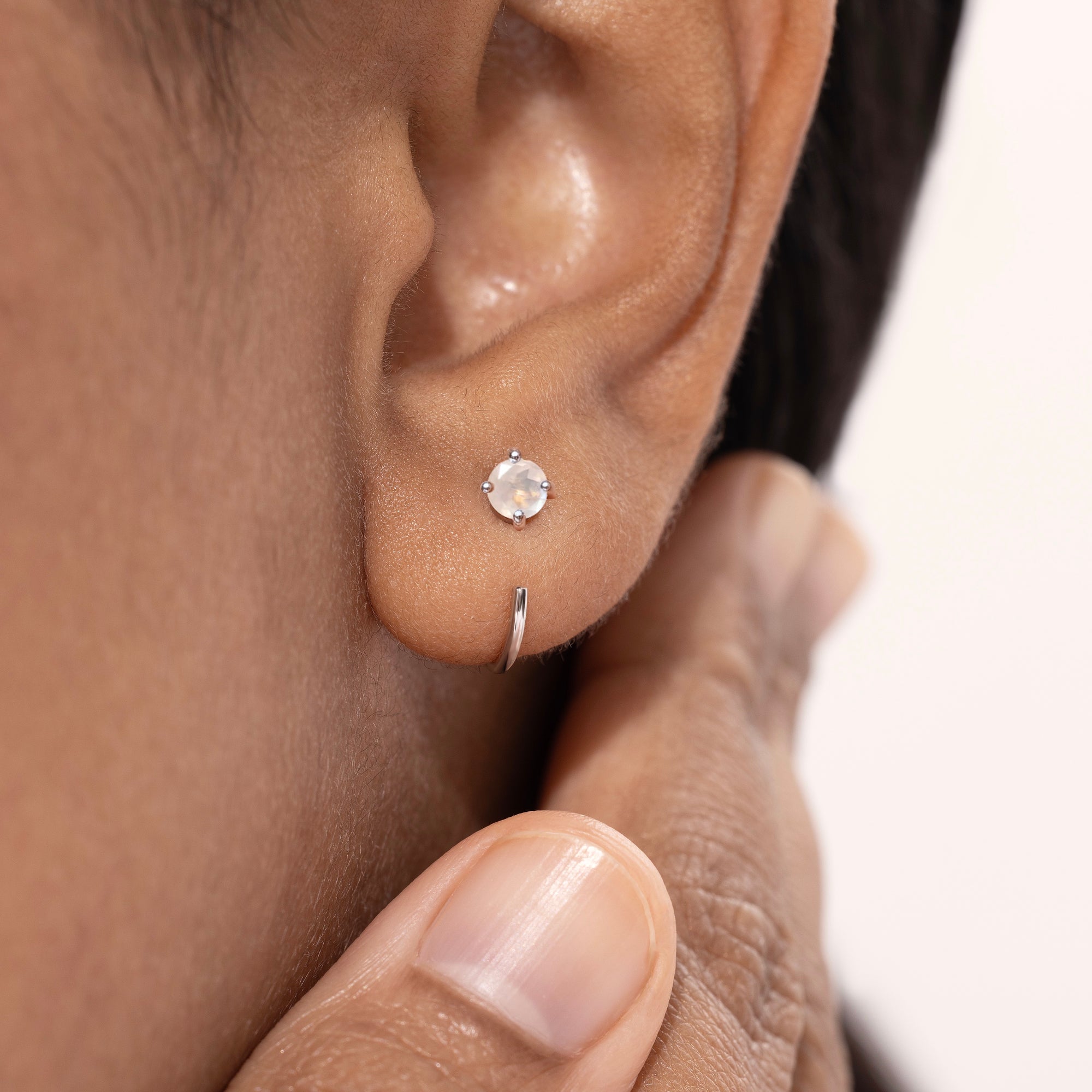 Anting Hoop Huggie Moonstone