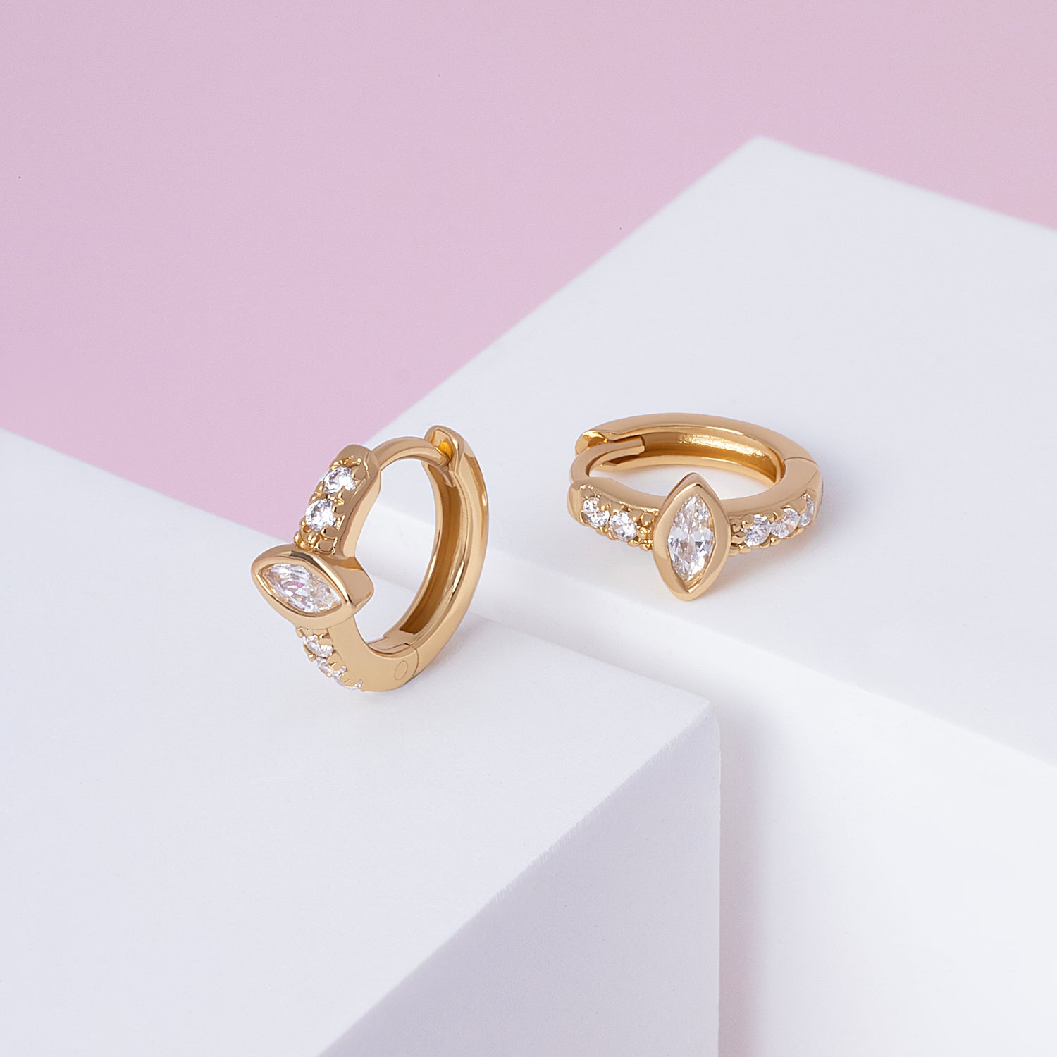 Oval Marquise Huggie Hoop