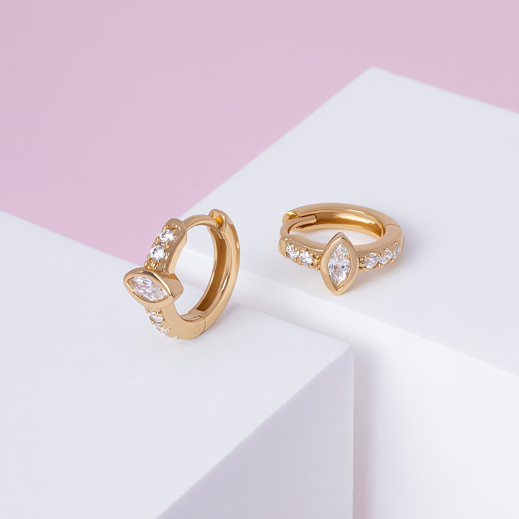 Oval Marquise Huggie Hoop