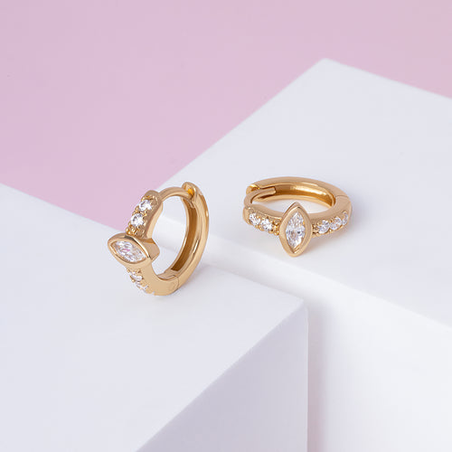 Oval Marquise Huggie Hoop