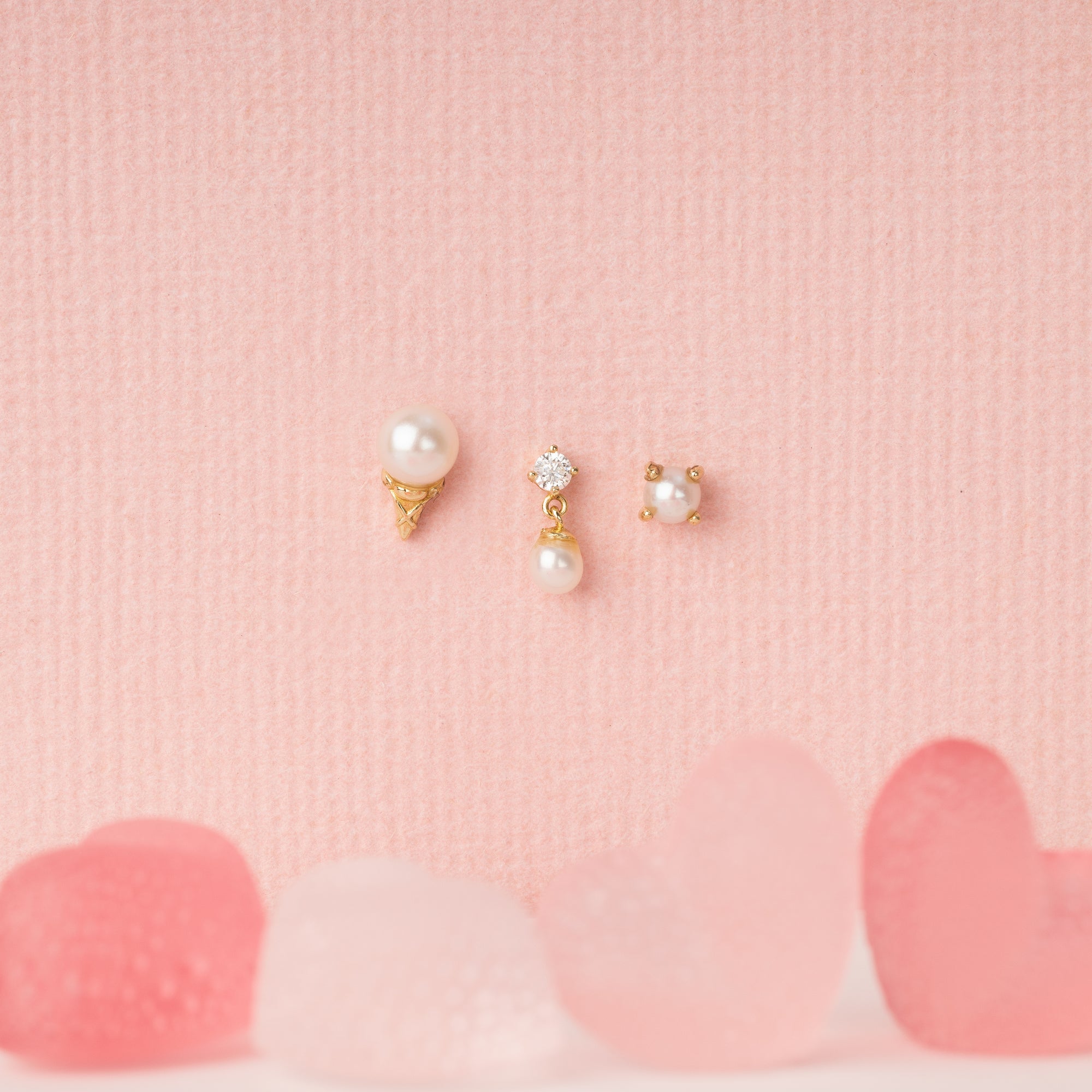 Pendiente Flatback de Cono de Helado con Perla de Agua Dulce en Oro Macizo de 14K