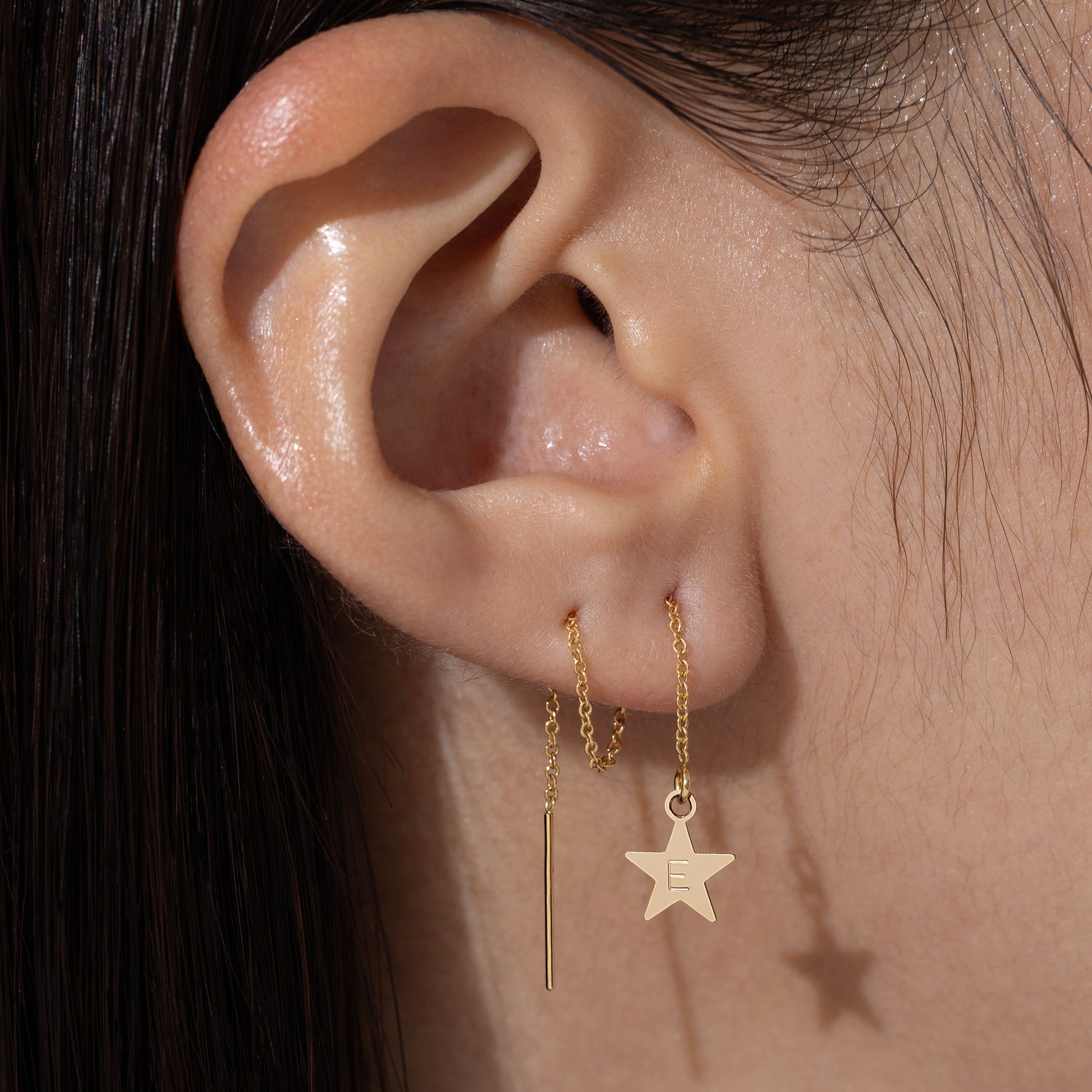 Personalized Little Star Initials Threader Earrings