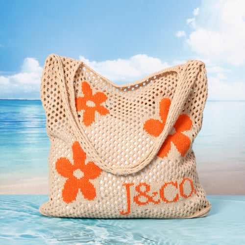 Summer Flower Knit Crochet Tote Bag