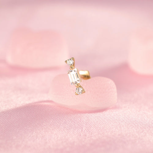 14K ソリッドゴールド キャンディ フラットバック イヤリング
