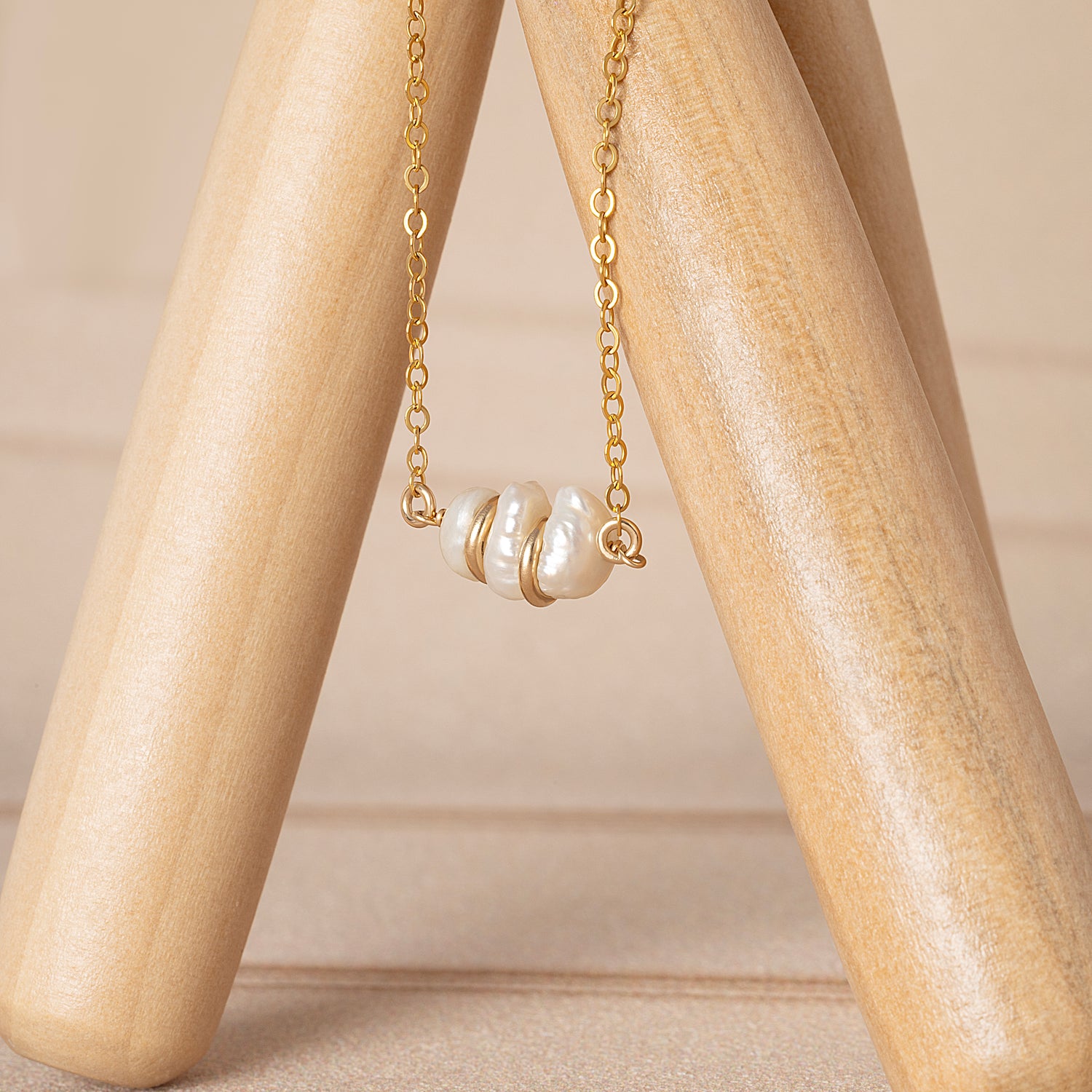 Baroque Pearly Golden Nuggets Necklace