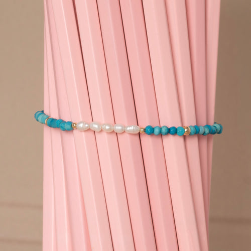 Turquoise Wave Pearly Beaded Bracelet