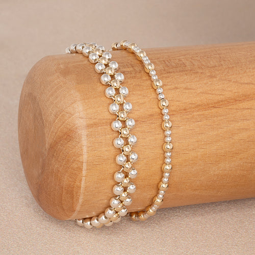 Two Tone Pave Bead Bracelet