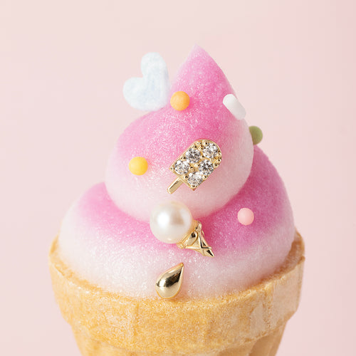 Pendiente Flatback de Cono de Helado con Perla de Agua Dulce en Oro Macizo de 14K