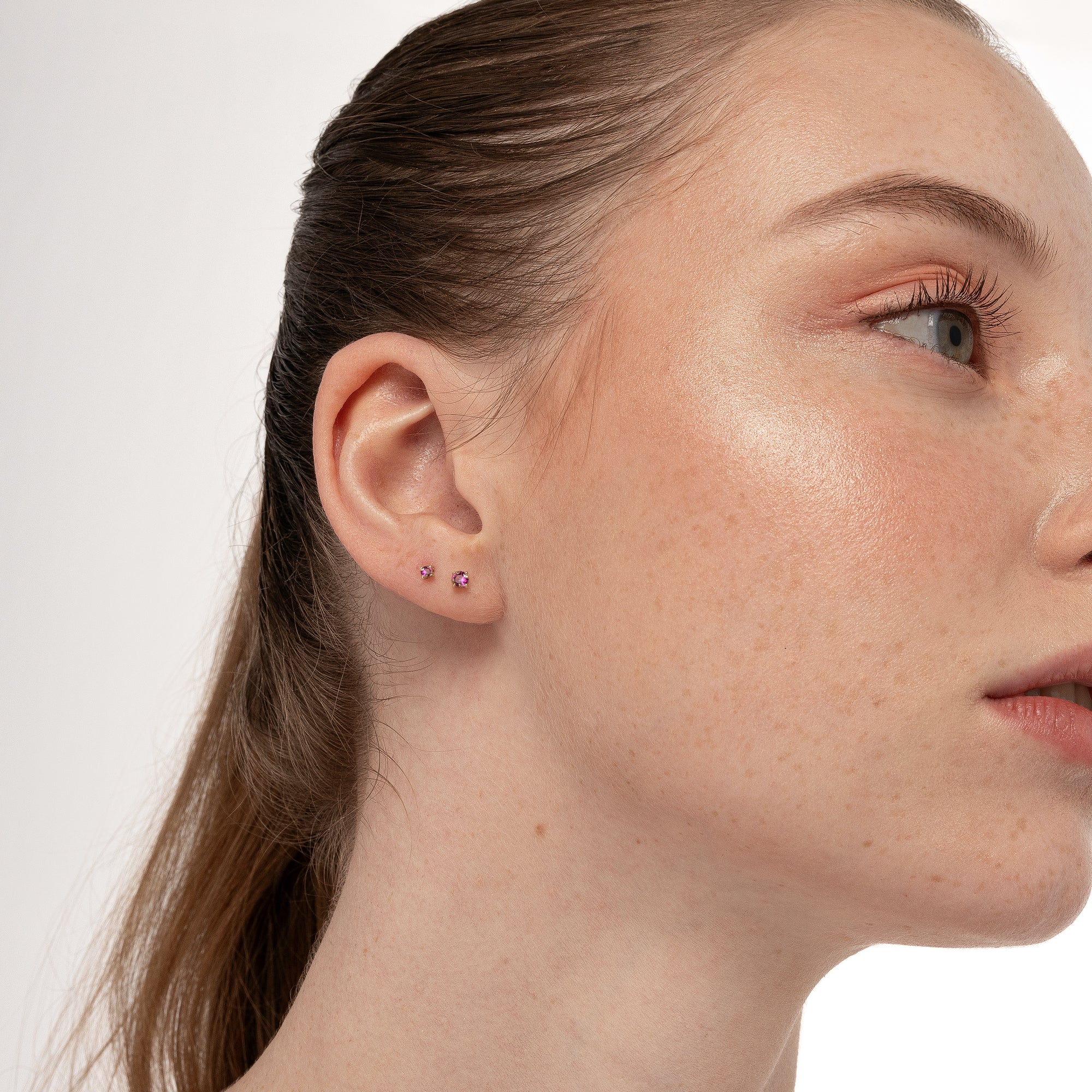 دمبل صغير من الذهب الخالص عيار 14 قيراط مع حجر الزركونيا المكعب - روبي