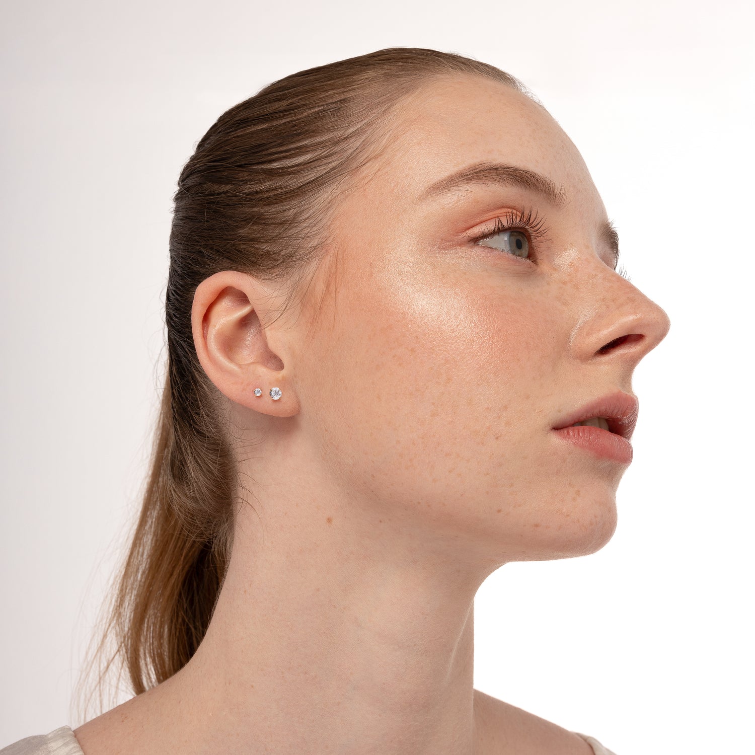 14K Solid Gold Small Solitaire Stud Earrings 5mm