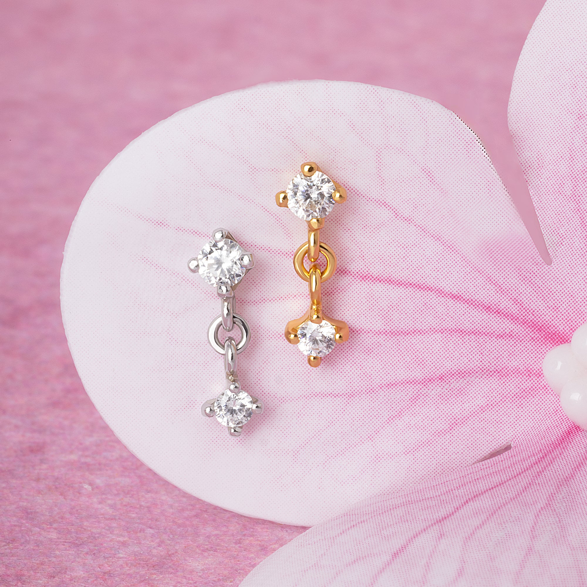 Sparkly Dangle CZ Flatback Earring