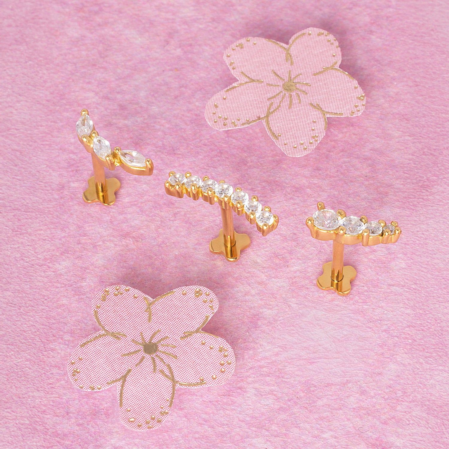 Curve CZ Threaded Labret Earring