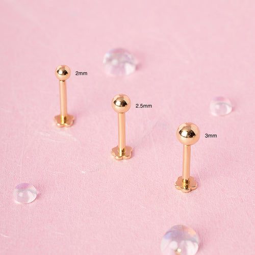 14K Solid Gold Mini Ball Labret Earring 2.5mm