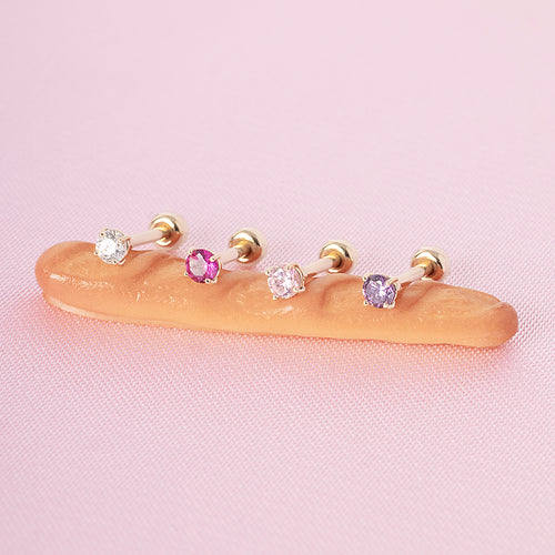 14K Massives Gold Baby CZ Barbell - Rubin