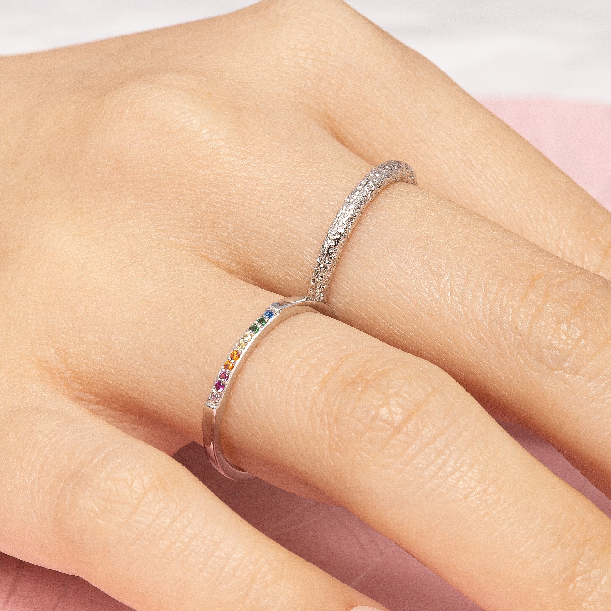 Anello Impilabile con Finitura Vintage in Argento