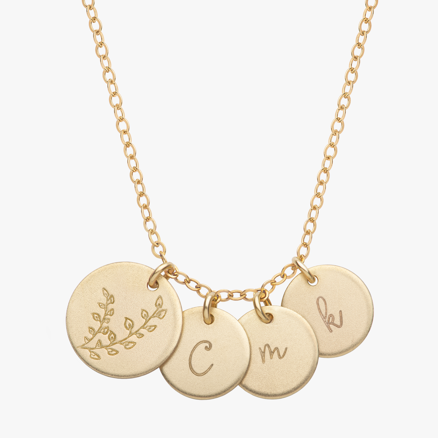 Personalized Flower Initial Necklace Gold