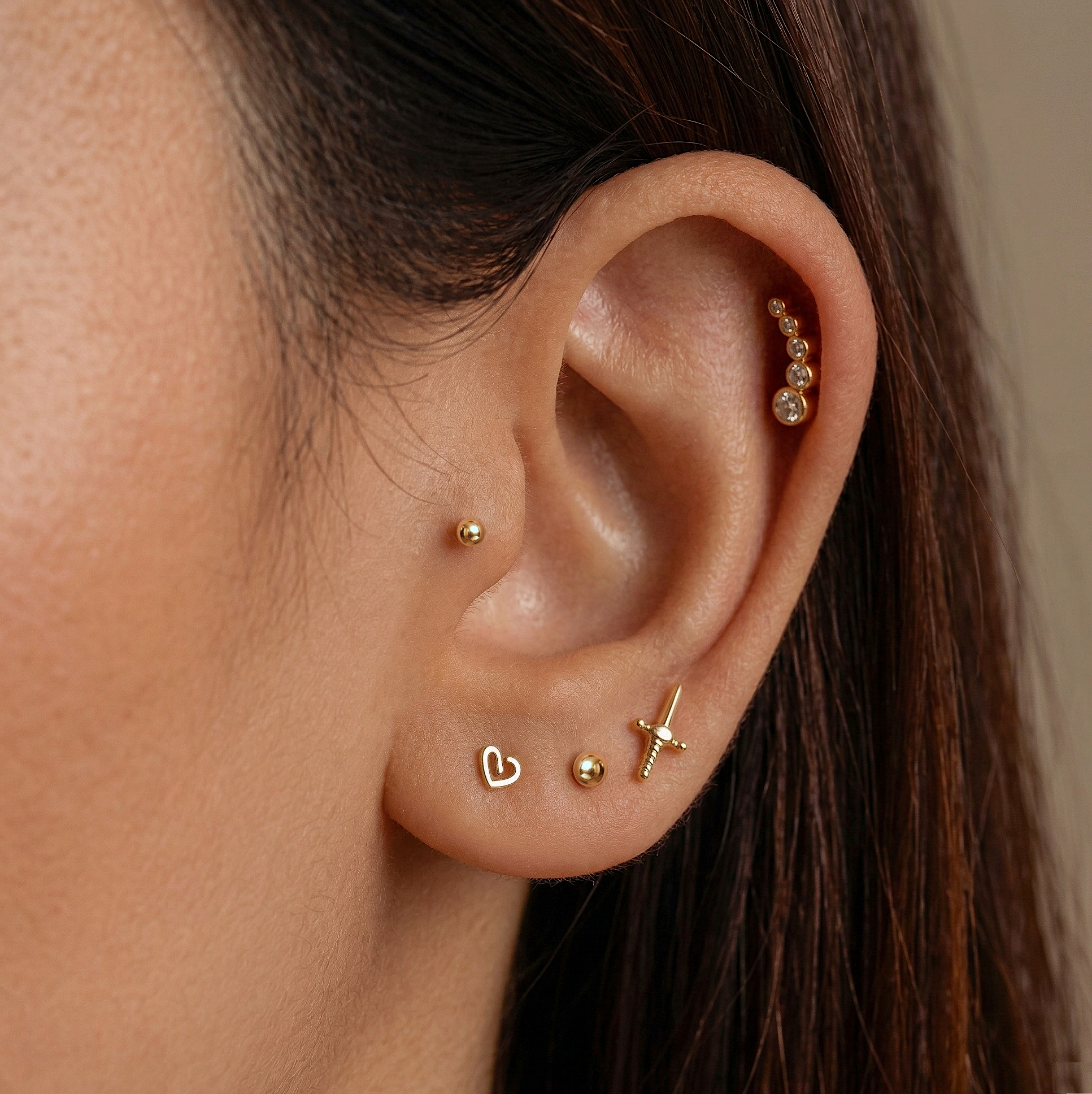 14K Massivt Guld Mini Kugle Labret Ørering 2,5mm