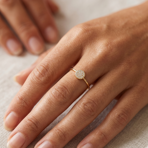 Mini Pave Disc-ring Guld