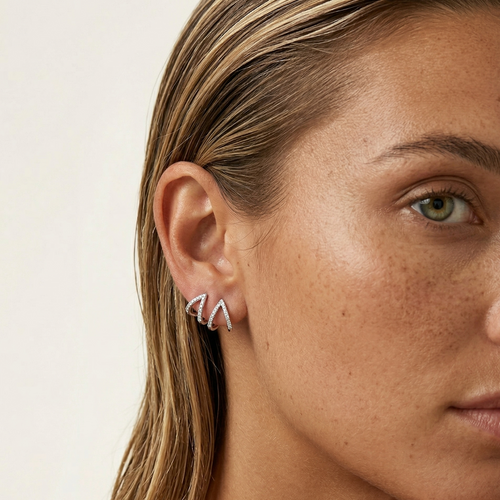 双重闪耀铺钻耳钉