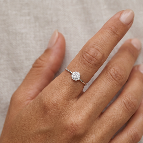 Mini Pave Disc Ring Silver