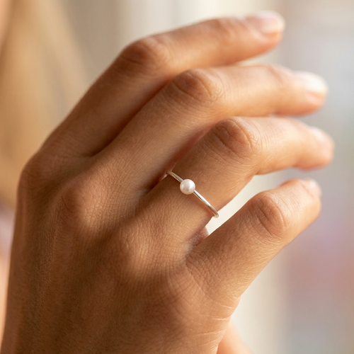 Mini Pearl Ring Silver