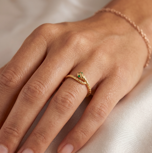 Cincin Ular Bertekstur Emas