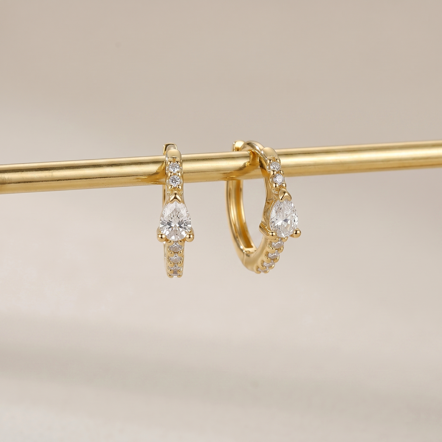 Pave Teardrop Hoop Earrings