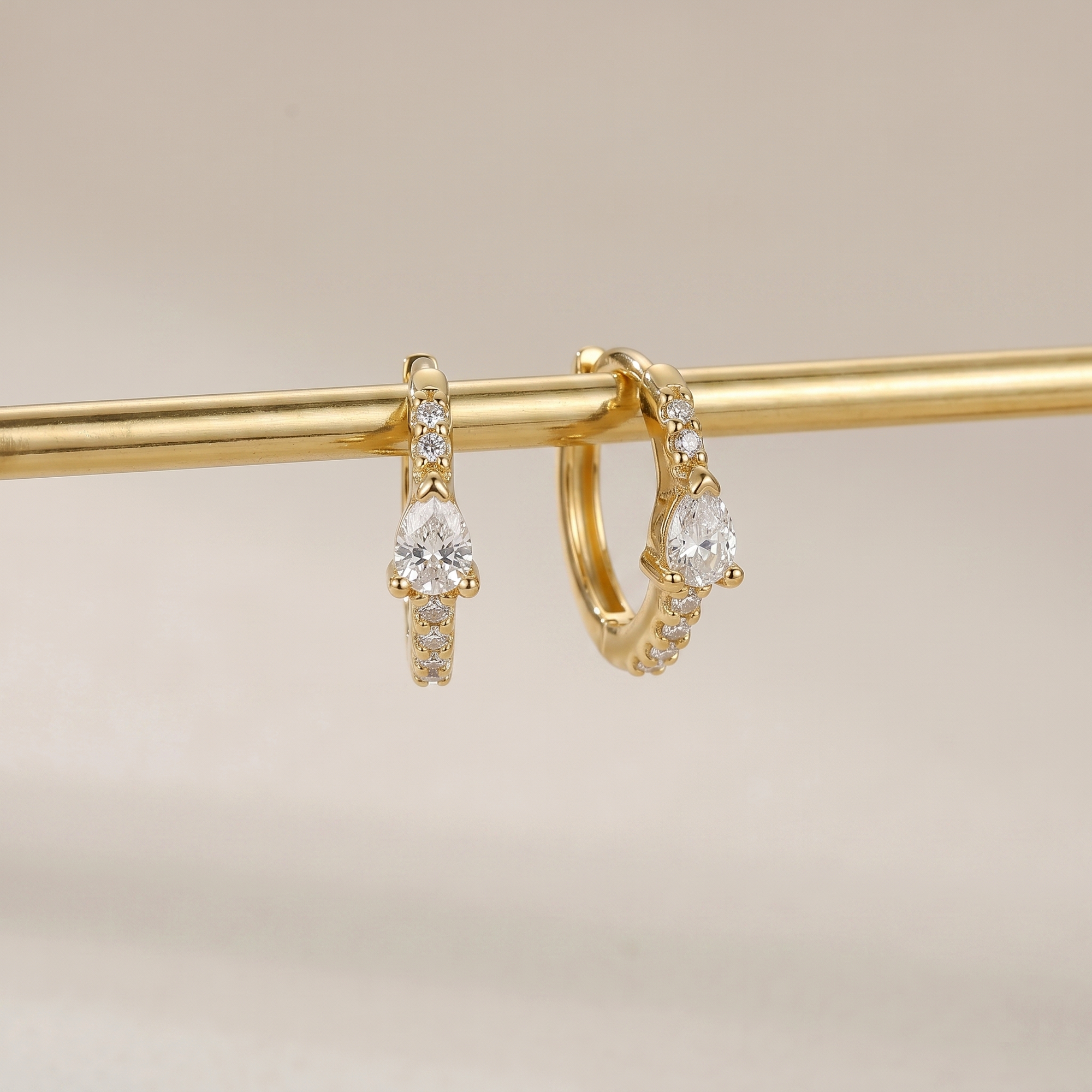 Pave Teardrop Hoop Earrings