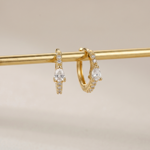 Pave Teardrop Hoop Earrings