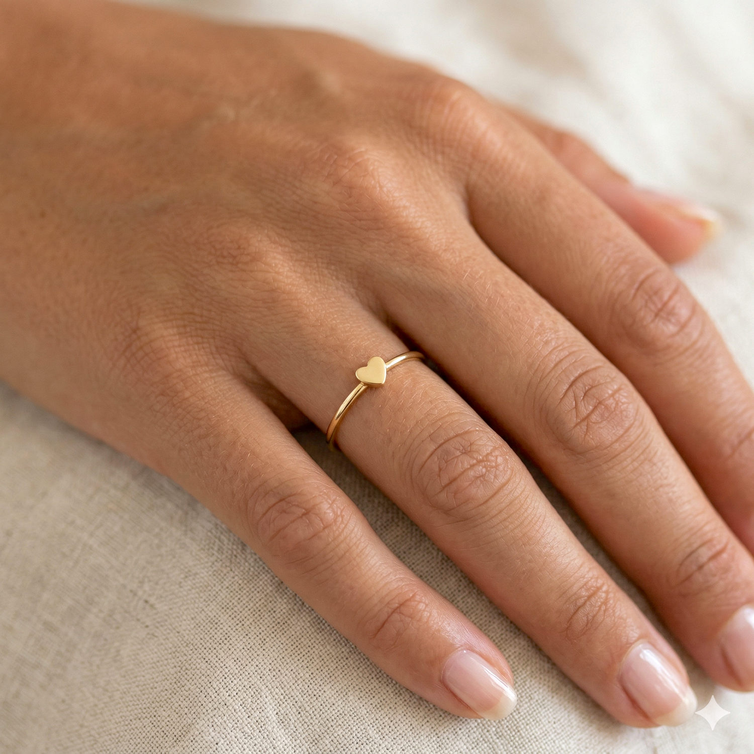 Cincin Hati Mini Emas Murni 14K
