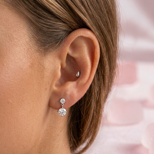 14K Solid Gold Micro Drip Flatback Earring