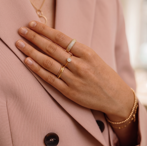 Encrusted Pave Dome Ring Gold