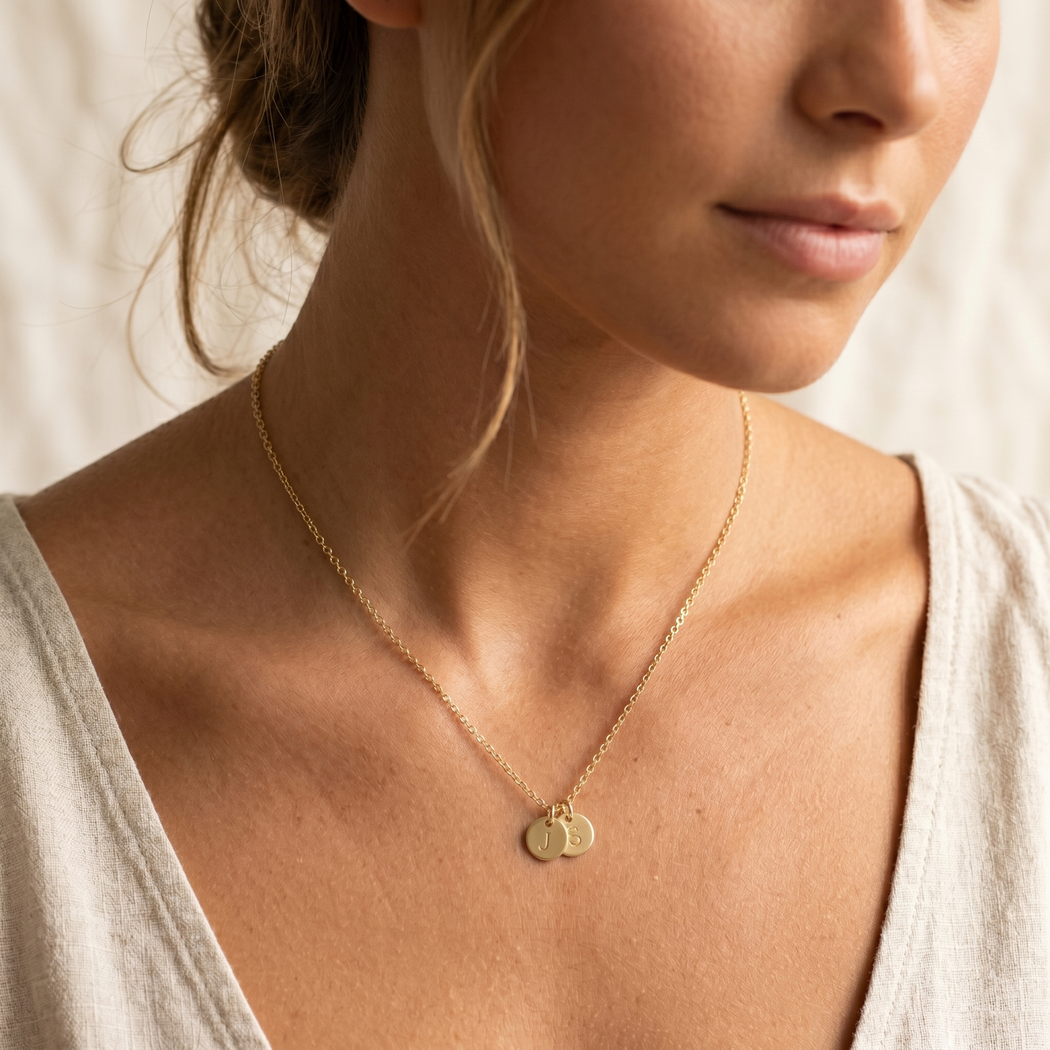 Personalized Initial Disc Necklace