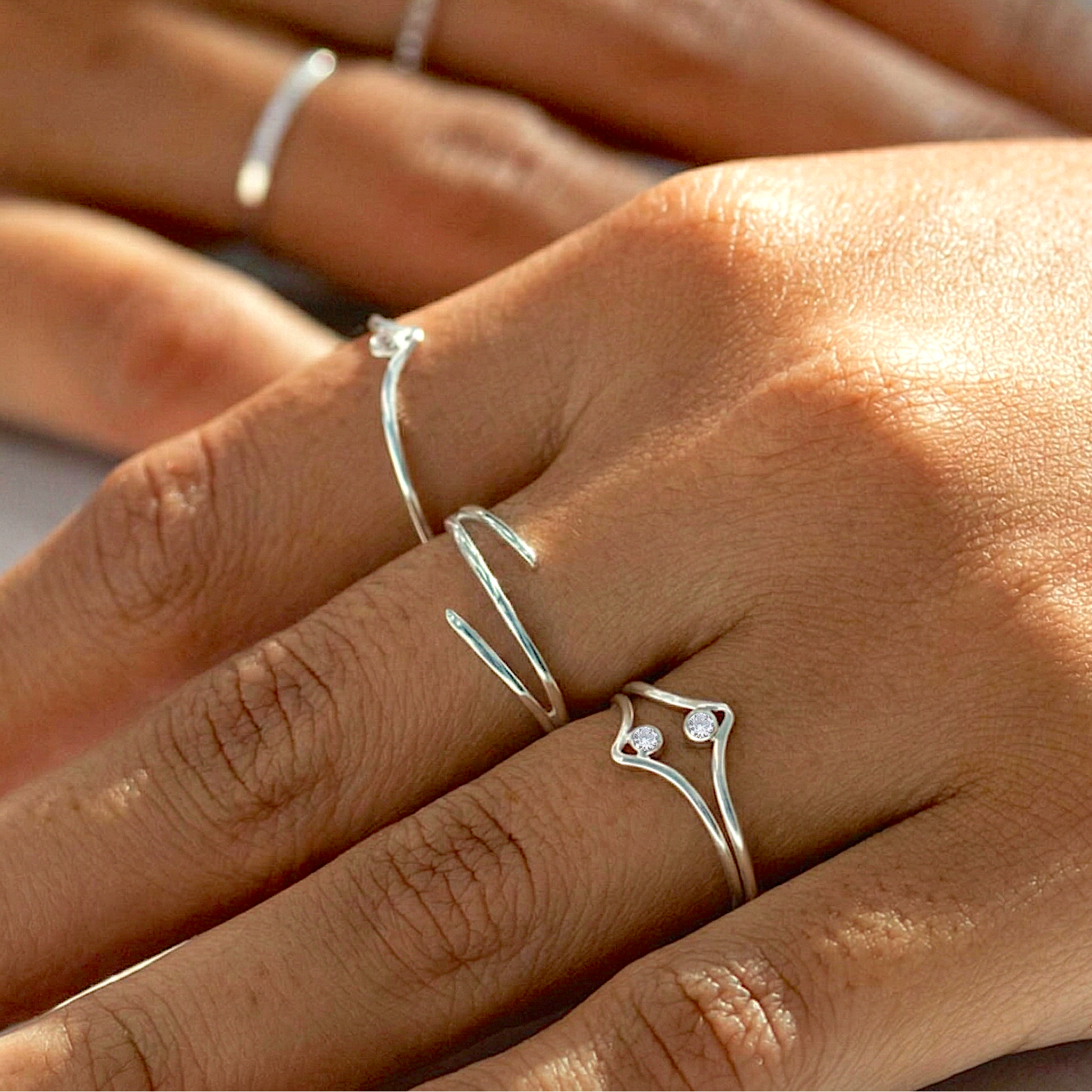 Sprankelende Chevron Ring Zilver