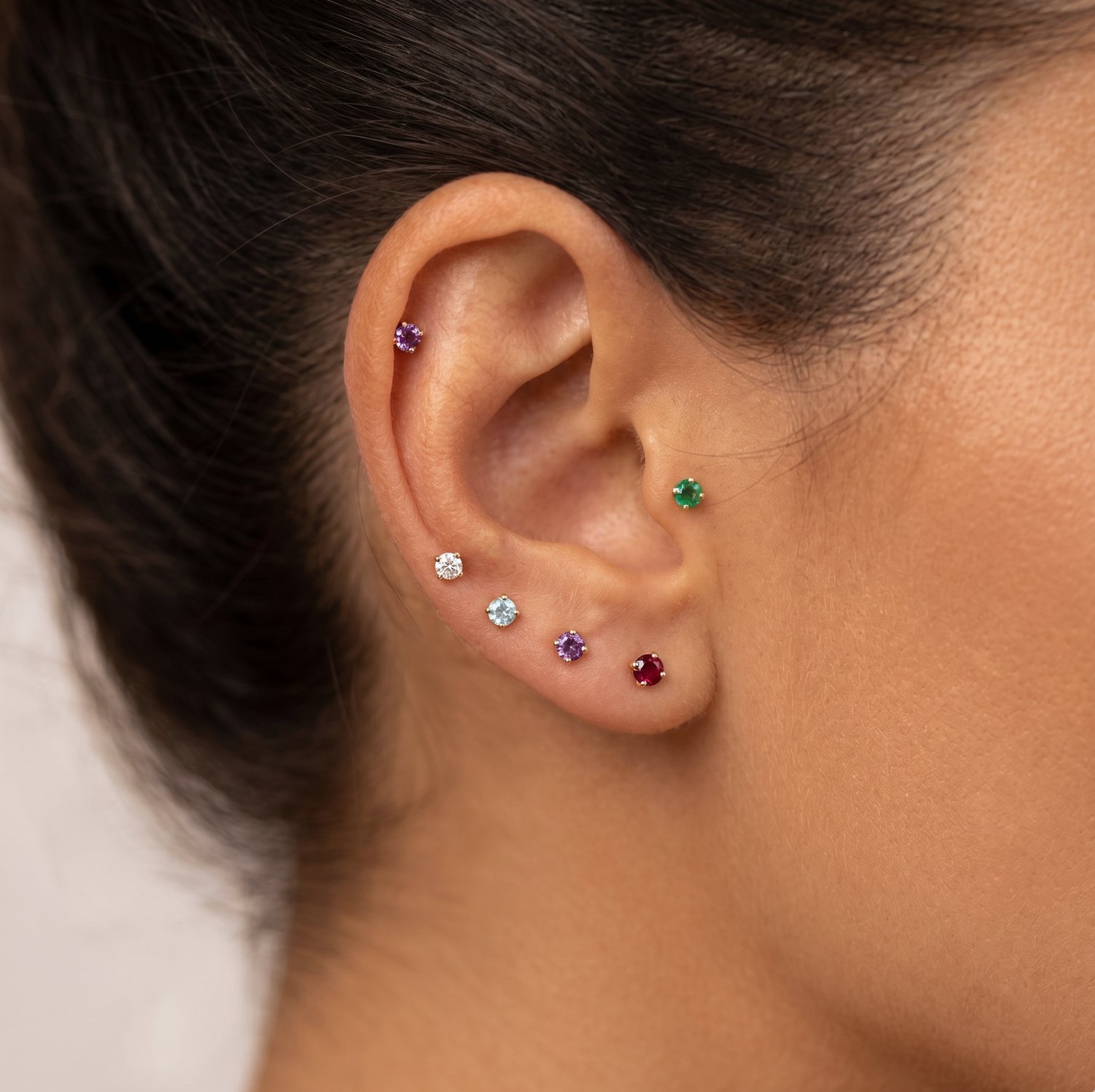 Sparkly Small Birthstones Stud Earrings