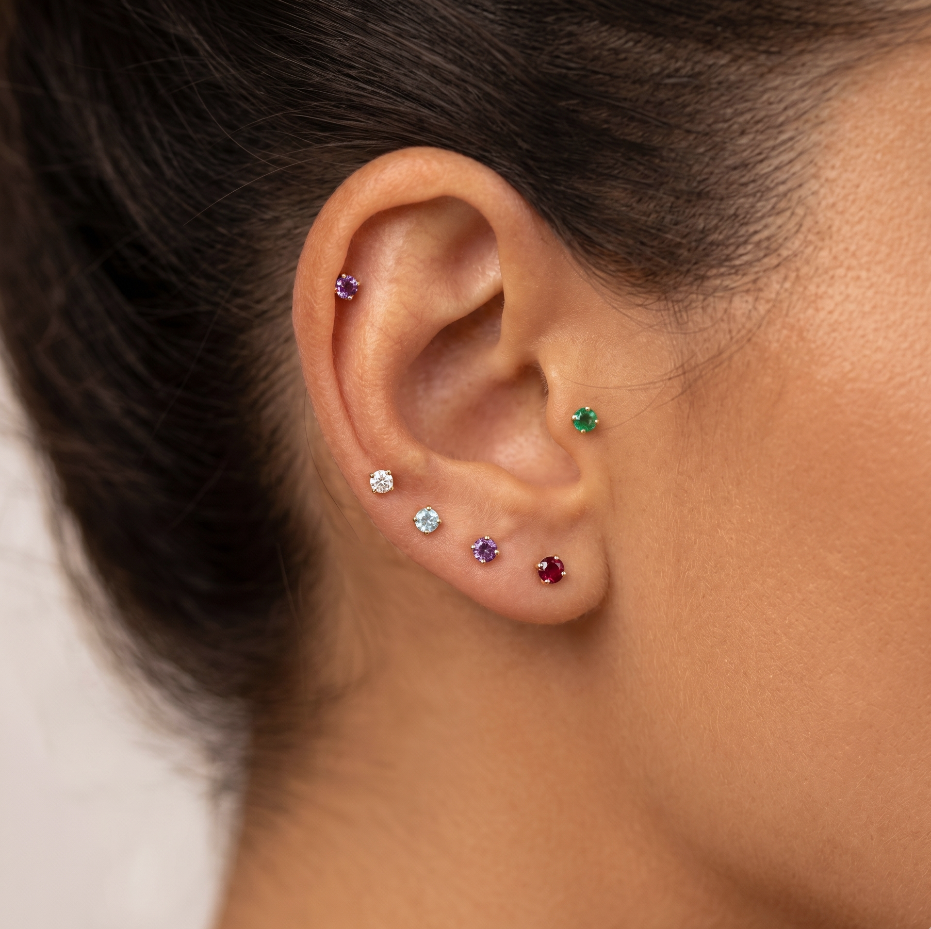 Sparkly Small Birthstones Stud Earrings