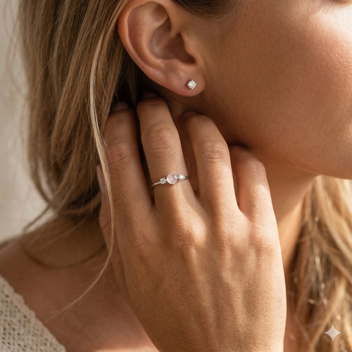 Regenbogenmondone Ring Silber