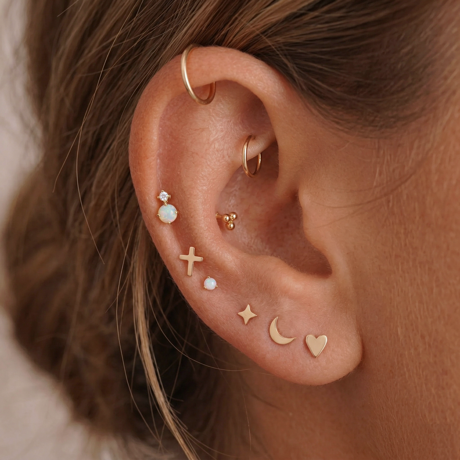 14K Massivt Gull Evig Mini Hoop Øredobber 10mm