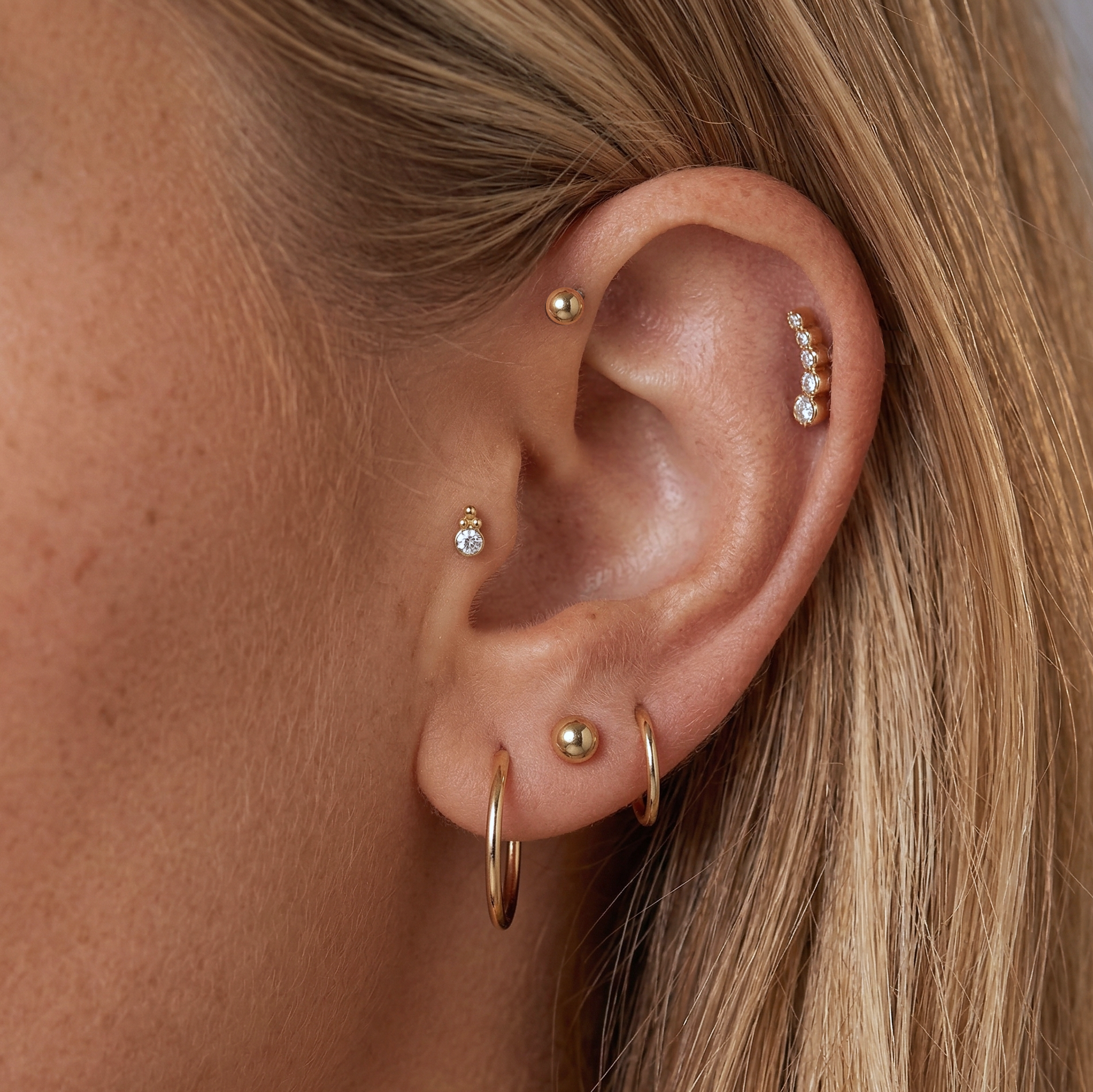 14K Massivt Gull Evig Mini Hoop Øredobber 10mm