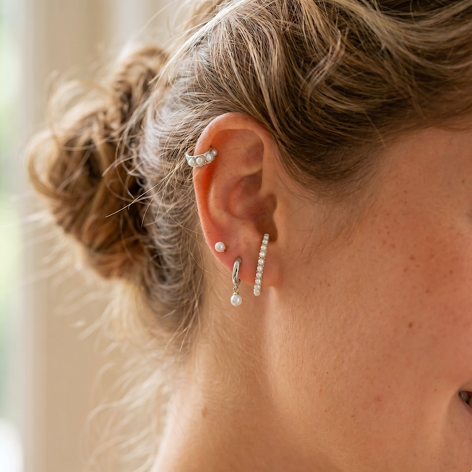 Pearl Suspender Stud Earrings