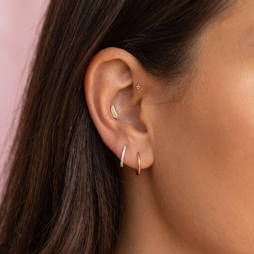 Anting Hoop Mini Tanpa Akhir Emas Padat 14K 10mm