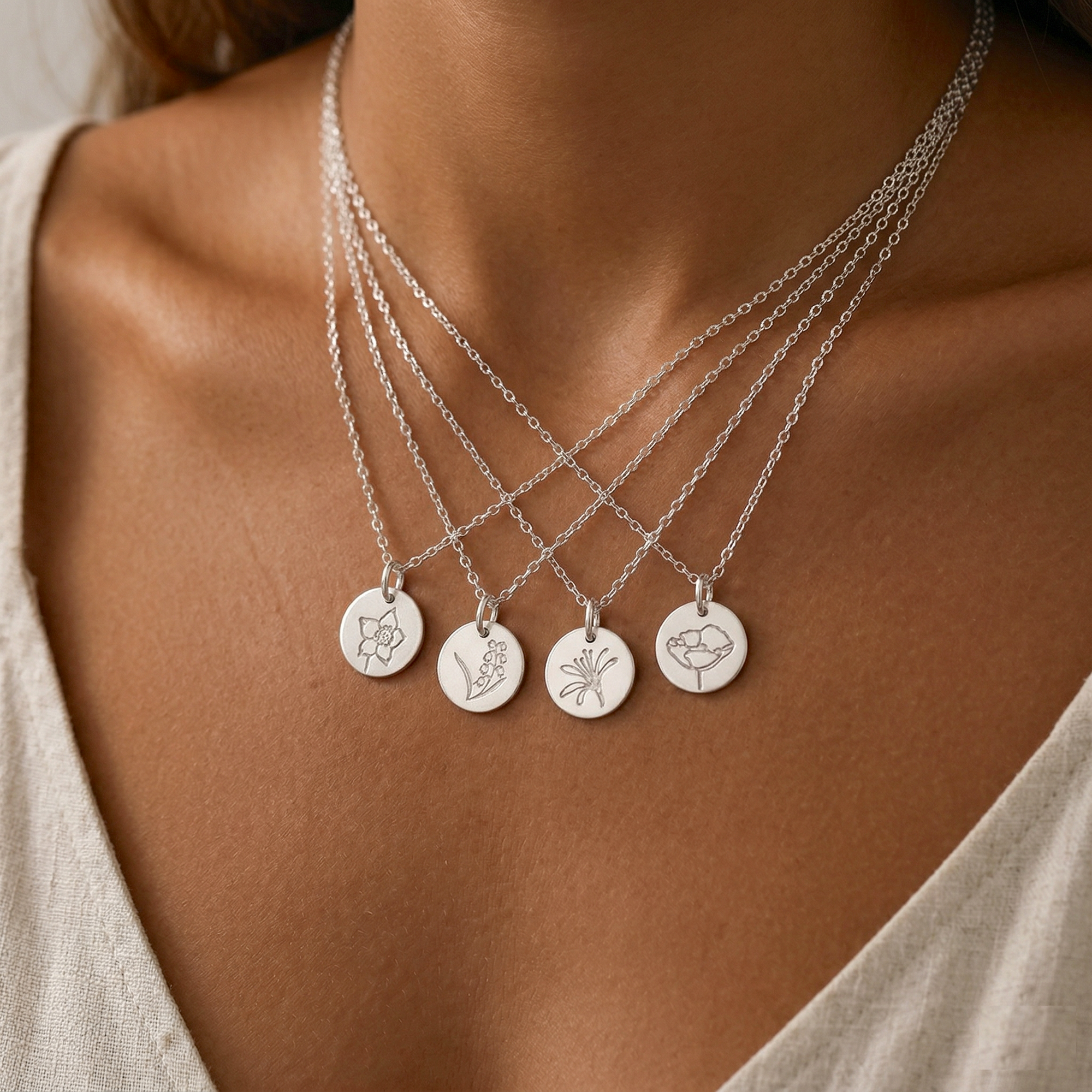 Personalized Mini Birth Flower Necklace