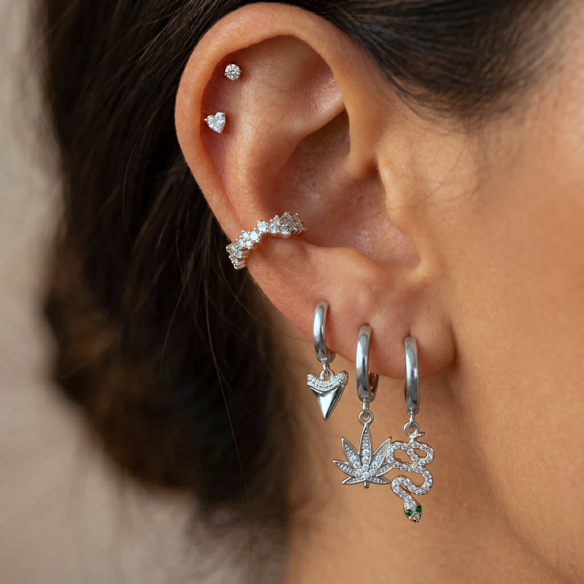 Hjärtformad prong-sättning interngängad mikro labret