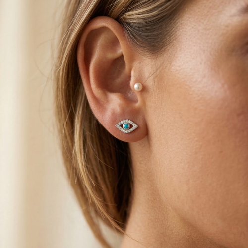Boucles d'oreilles turquoise pour les yeux maléfiques