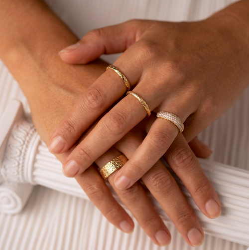 Encrusted Pave Dome Ring Gold
