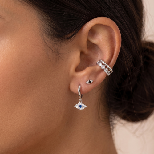 Sparkle Evil Eye Hoop Earrings