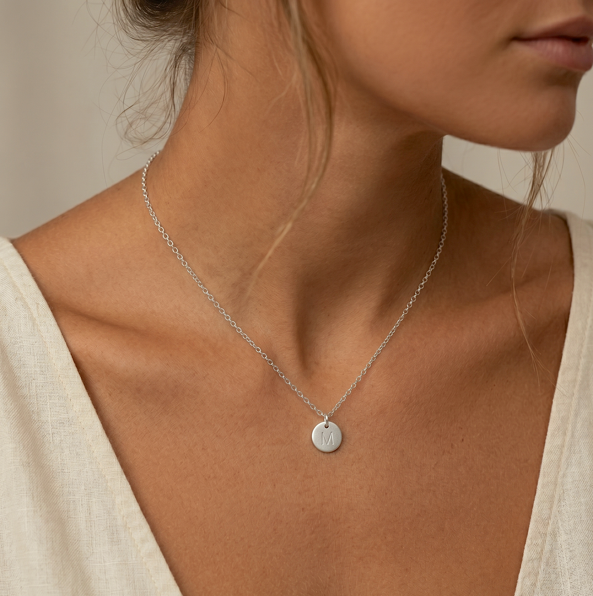 Personalized Initial Disc Necklace